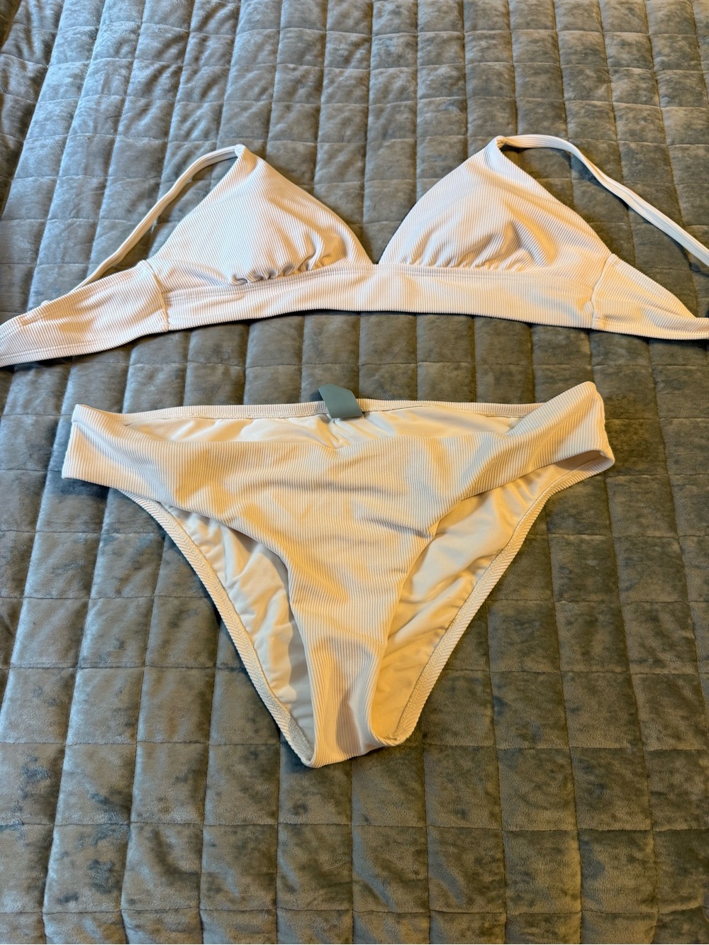 ANTONIO MELANI Cream Ribbed Swim Top